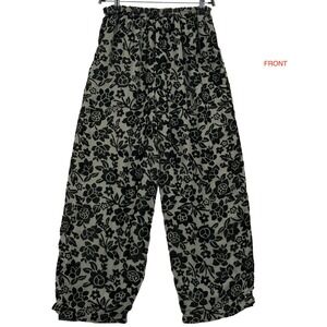 Womens Wide Leg Burnout Velvet Pants SM Green Fariycore Boho Pull On Wide Sheer